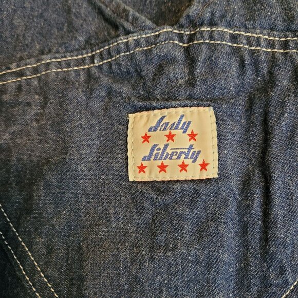 Lady Liberty Denim Bib Overalls 14 R Medium Dark Wash Cotton Country Western - Picture 3 of 10